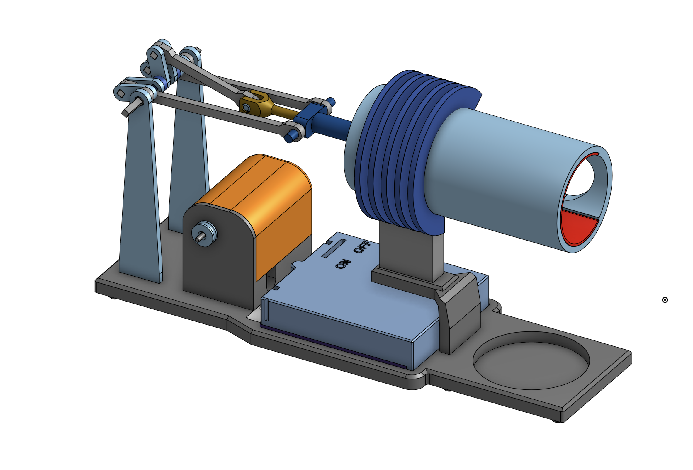 Glue the cylinder assembly to its support on the base